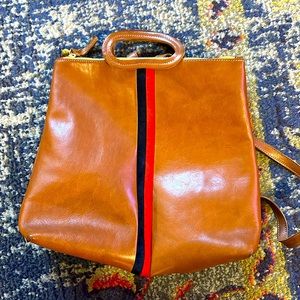 Clare V - MARCELLE BACKPACK - MIEL RUSTIC W/ NAVY & RED SUEDE